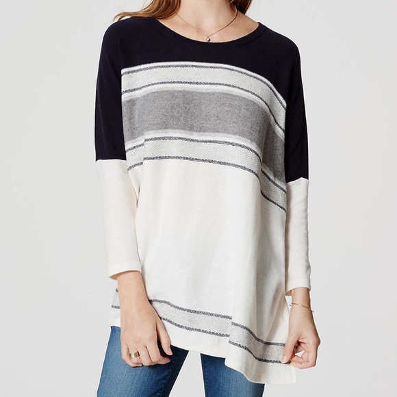 LOFT Sweaters - Loft Striped Oversized Poncho Sweater